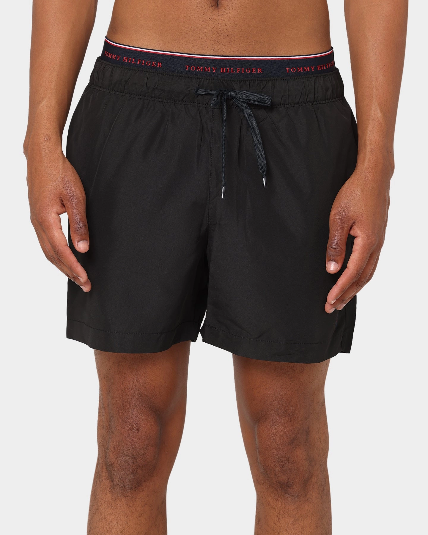 Tommy Hilfiger Logoline Drawstring Swim Shorts Black Clean Fit