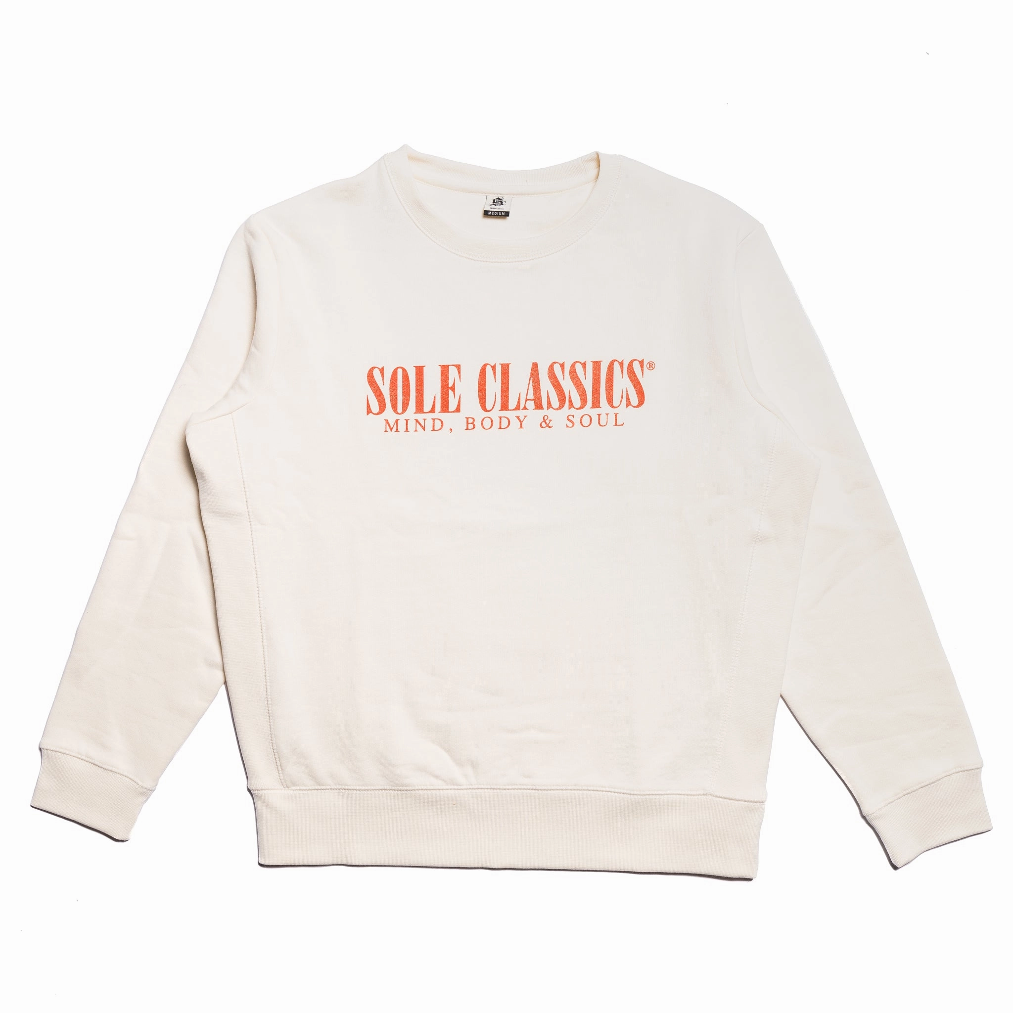 Durable Fabric product budget friendly Sole Classics Mind Body & Soul Crewneck in Natural