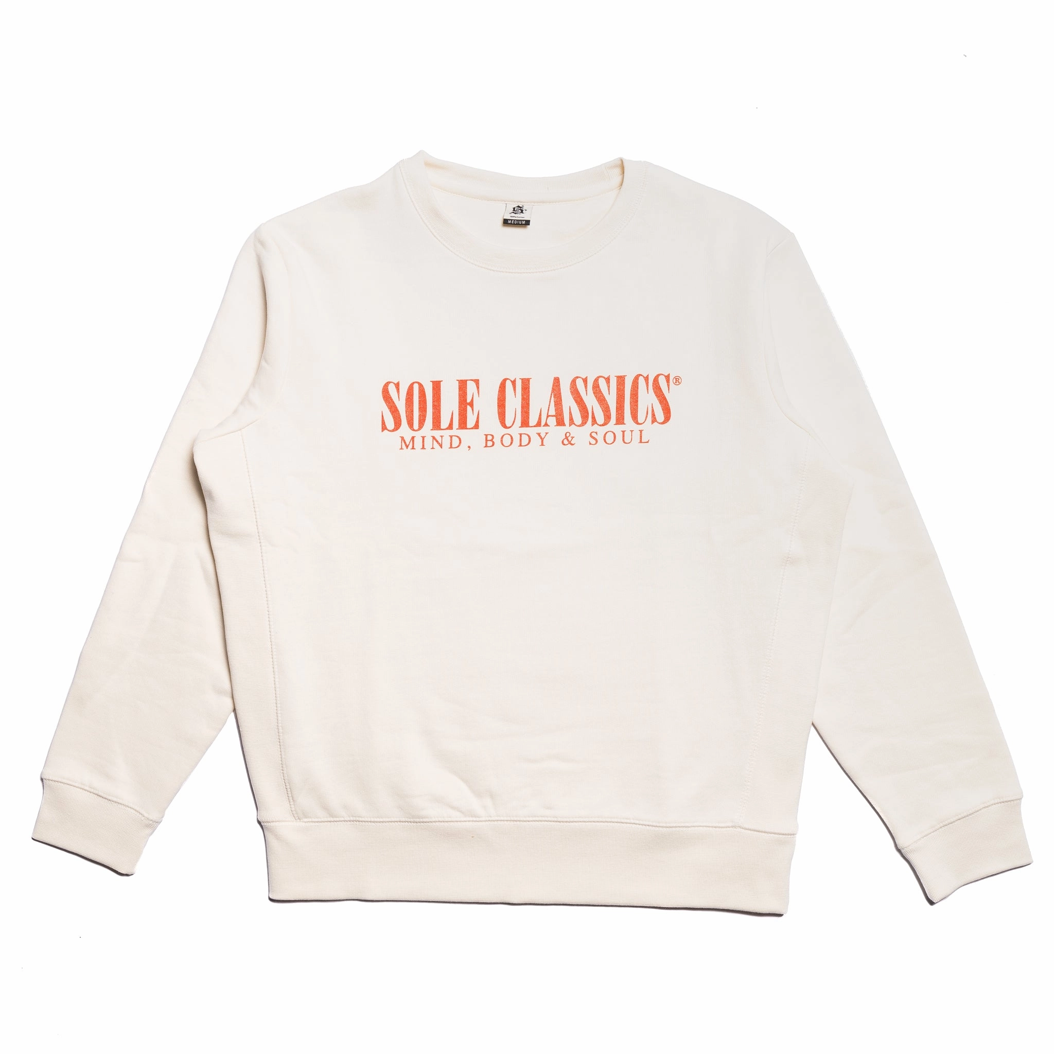 adults Sole Classics Mind Body & Soul Crewneck in Natural
