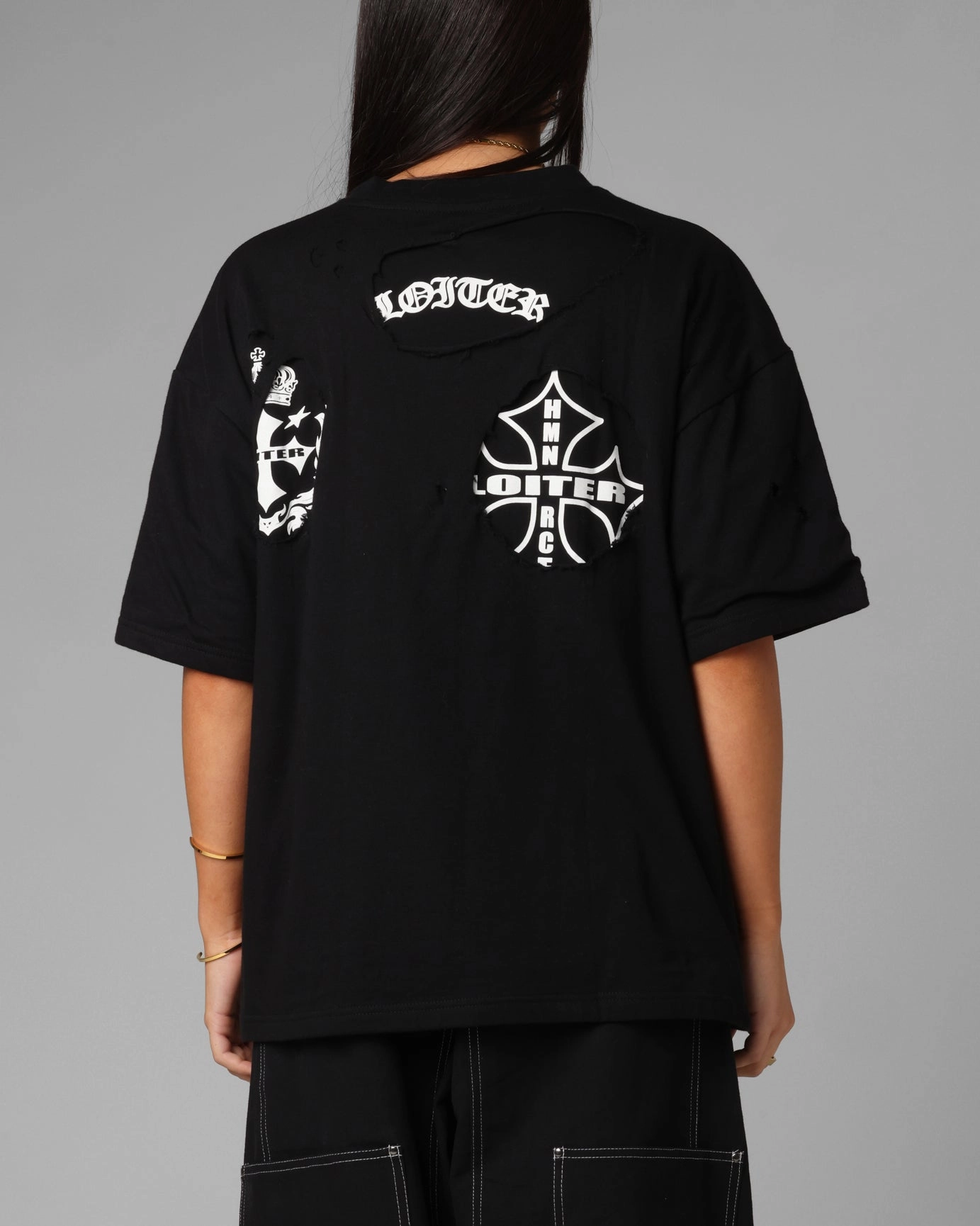 Chill Wear Breathable Design Loiter Destruction T-Shirt Black Wash