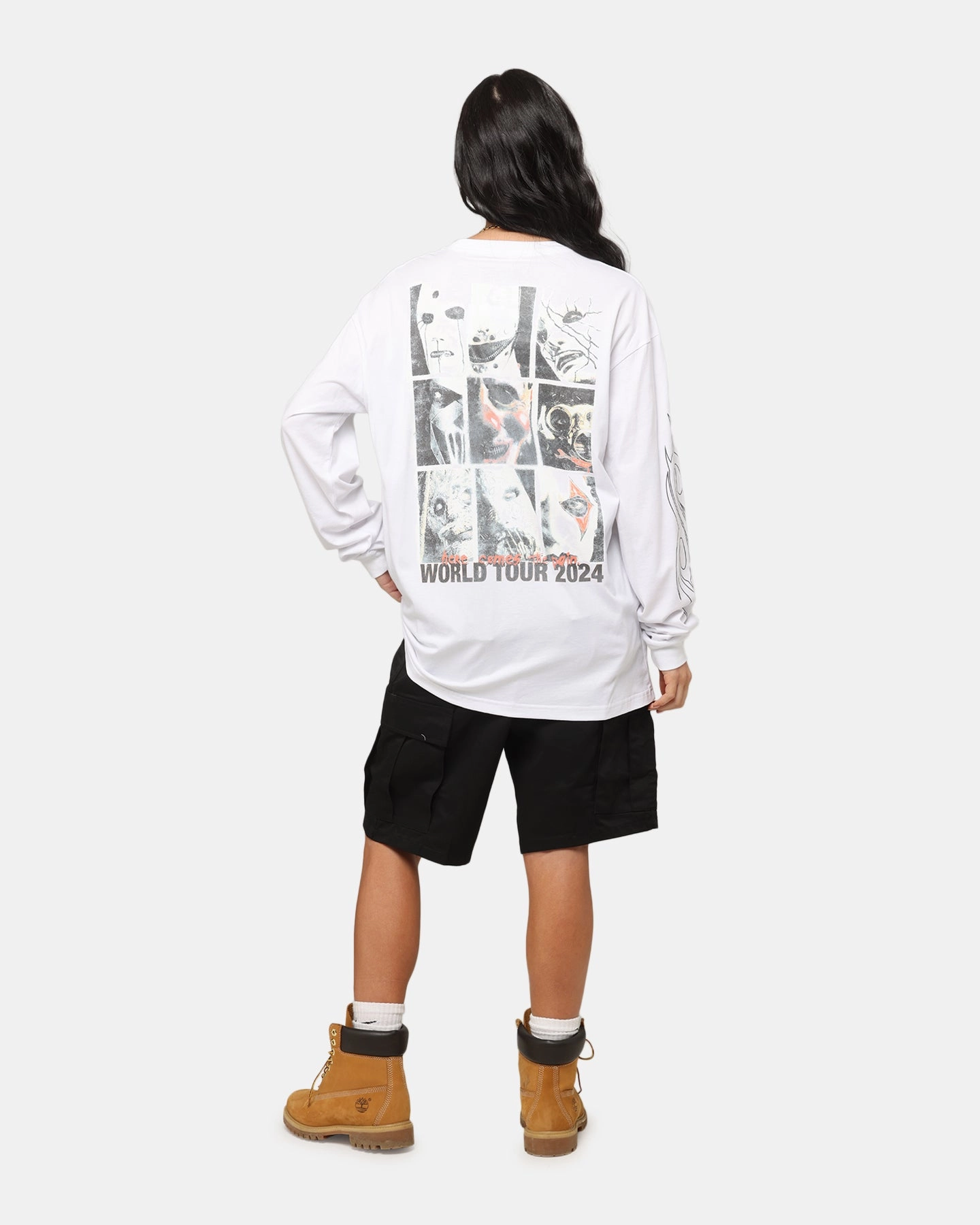 Slipknot World Tour '24 Long Sleeve T-Shirt White Cozy Layering sequined details