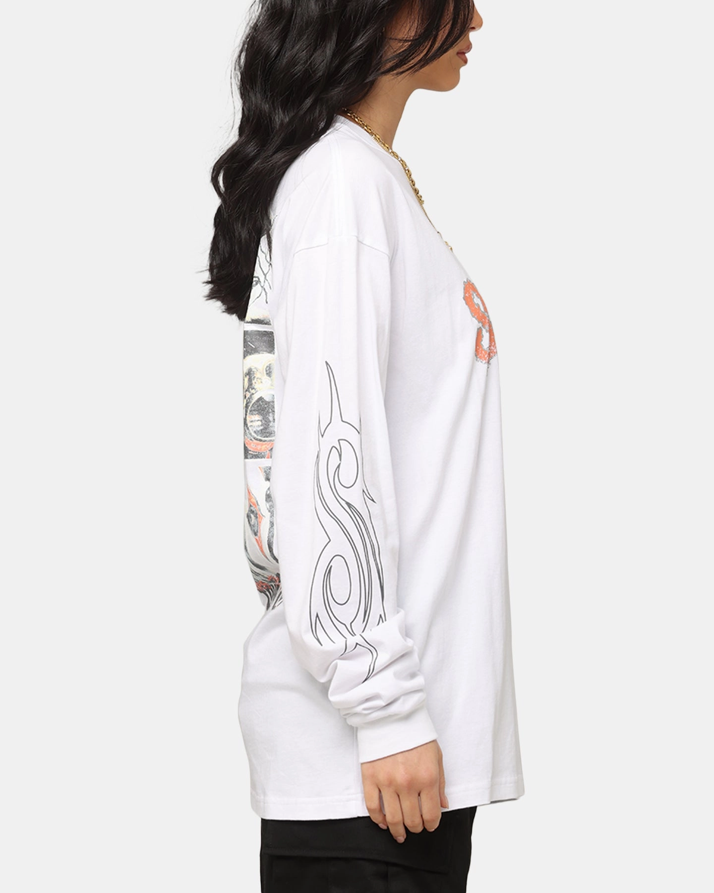 Slipknot World Tour '24 Long Sleeve T-Shirt White Soft touch finish UV Protective Coating