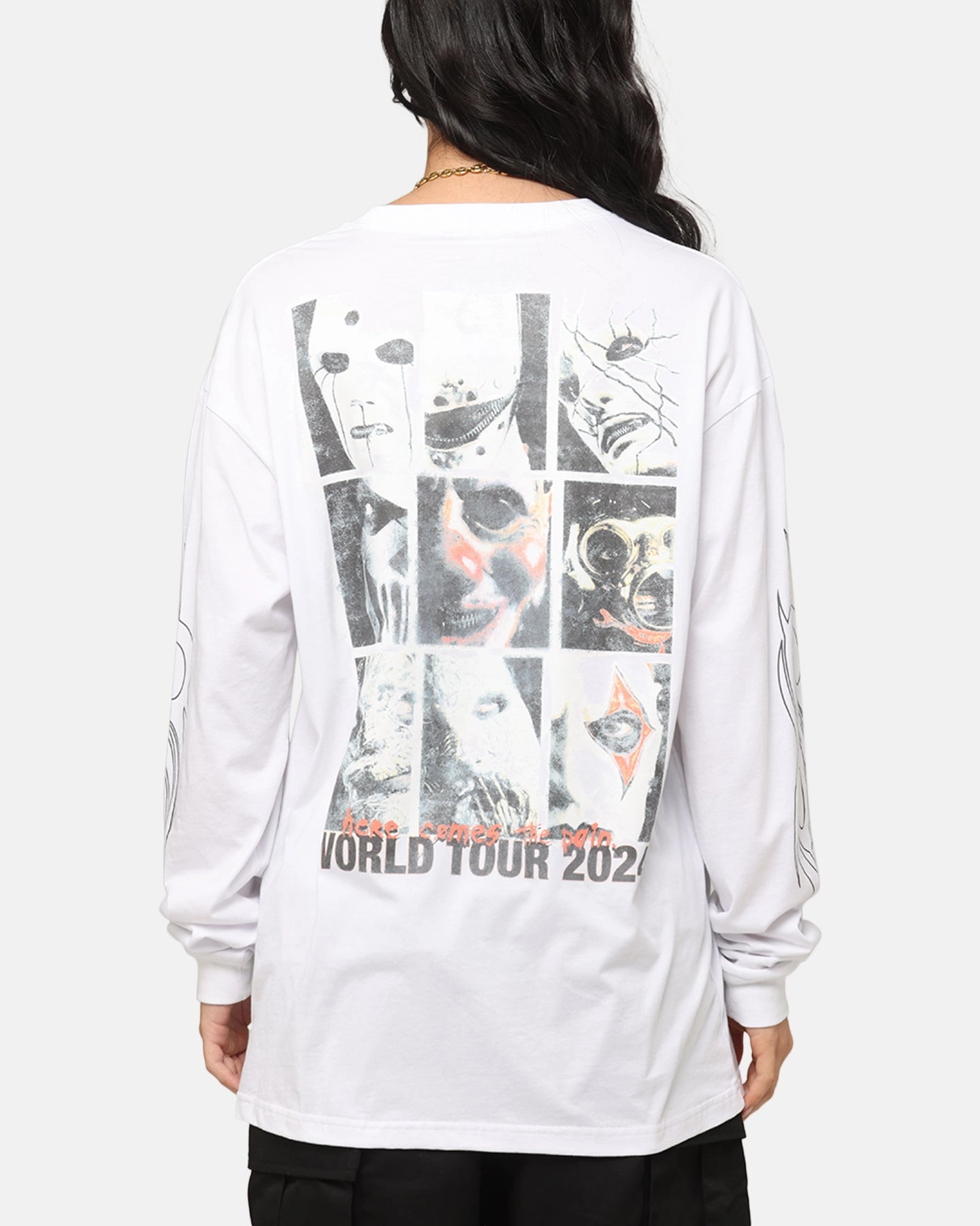 Slipknot World Tour '24 Long Sleeve T-Shirt White Wrinkle-Free