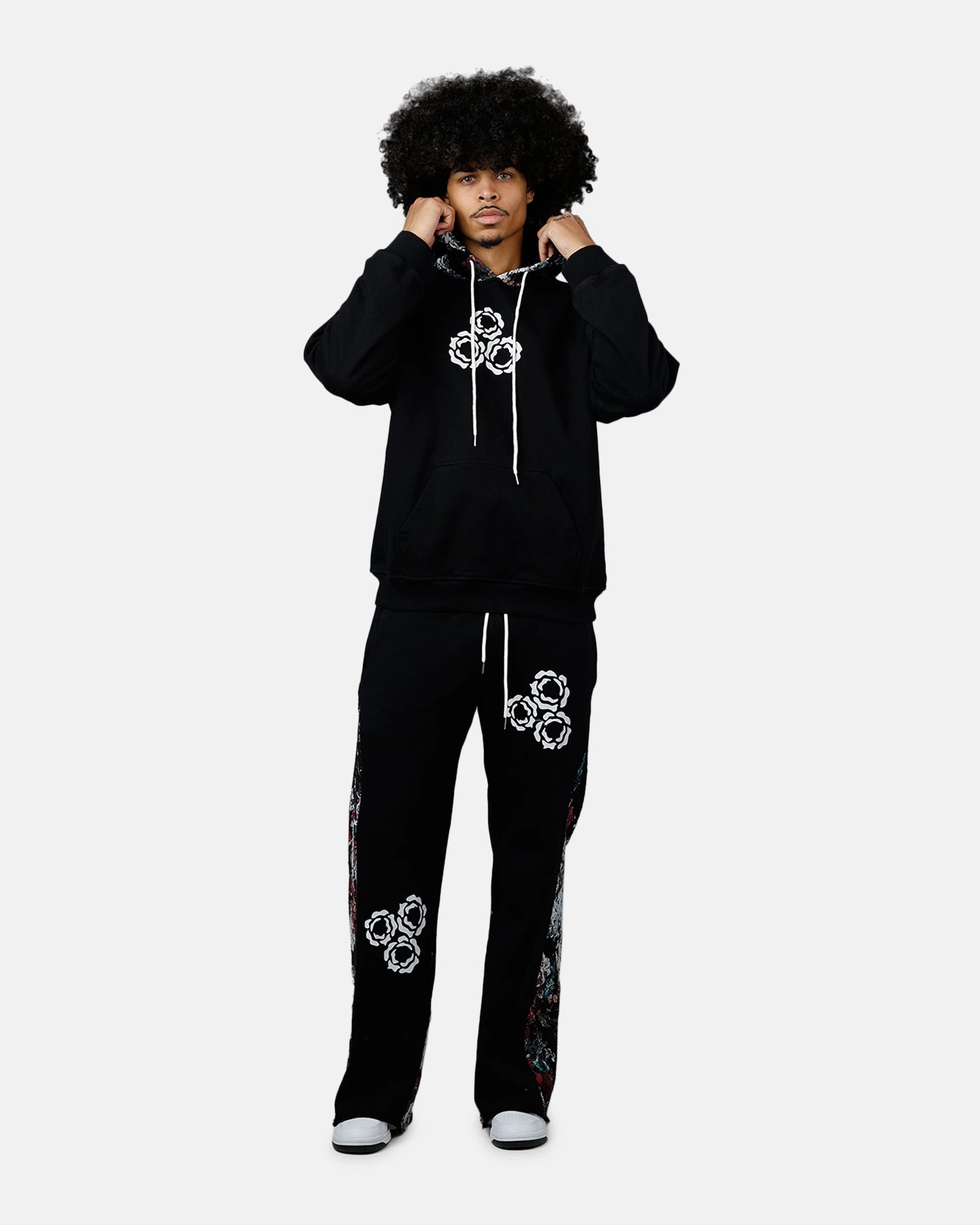 HighNeck Discount Soul By Ame Flower Hoodie Black