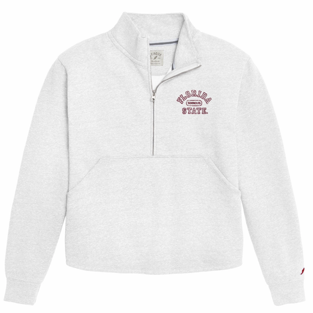 rescue teams Moisture Management System League Women's Florida State Seminoles Tri-blend Zip Pullover Fleece - Heather White