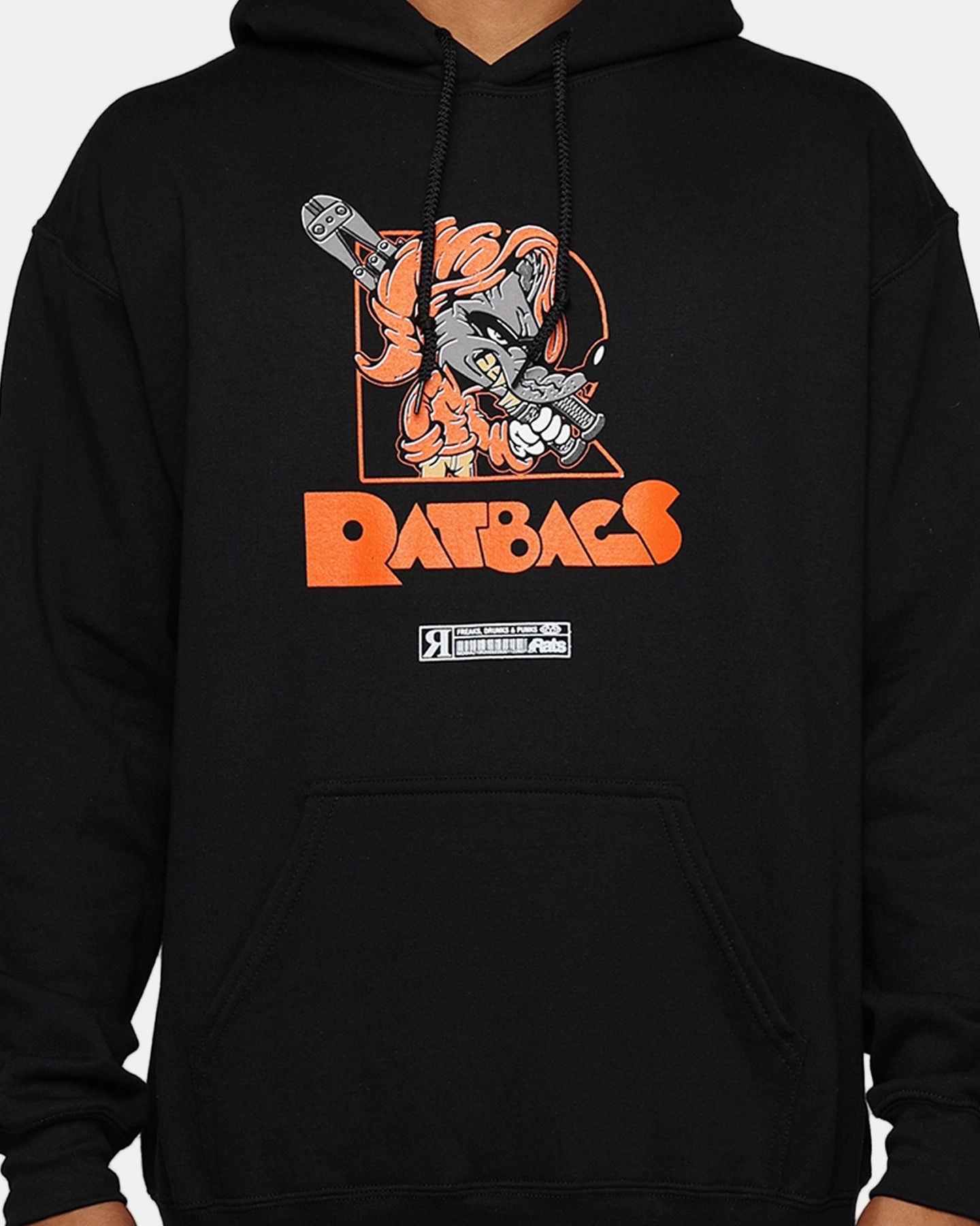 Adjustable Hem Rats Get Fat Ratbags Hoodie Black