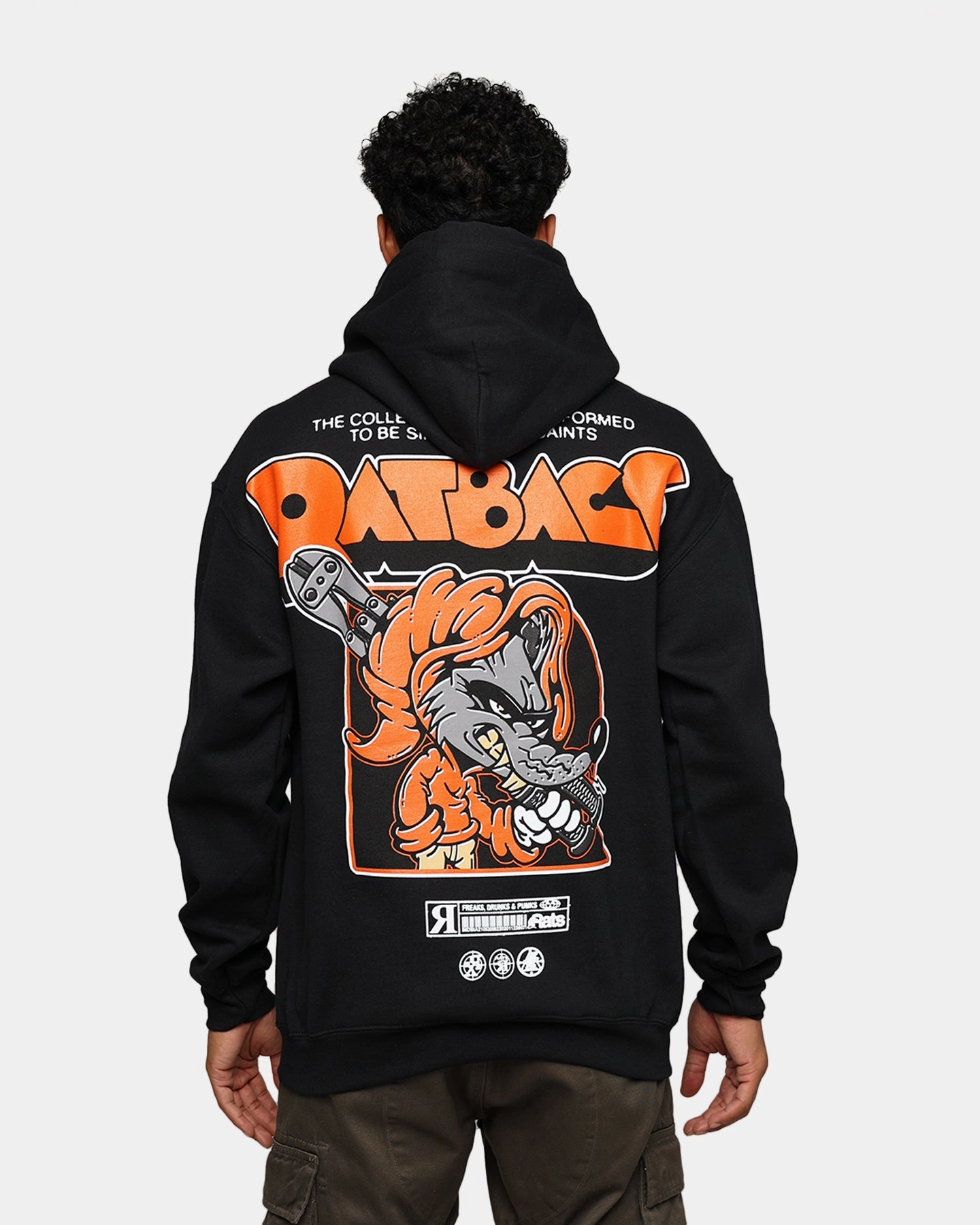 Rats Get Fat Ratbags Hoodie Black Graphic window - shopping
