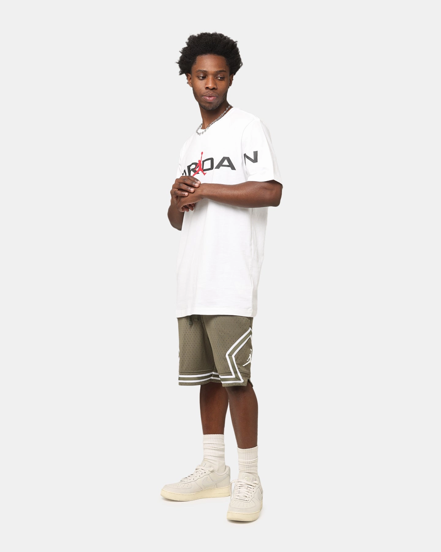 Jordan Dri-FIT Sport Diamond Shorts Medium Olive/White Petite Fit