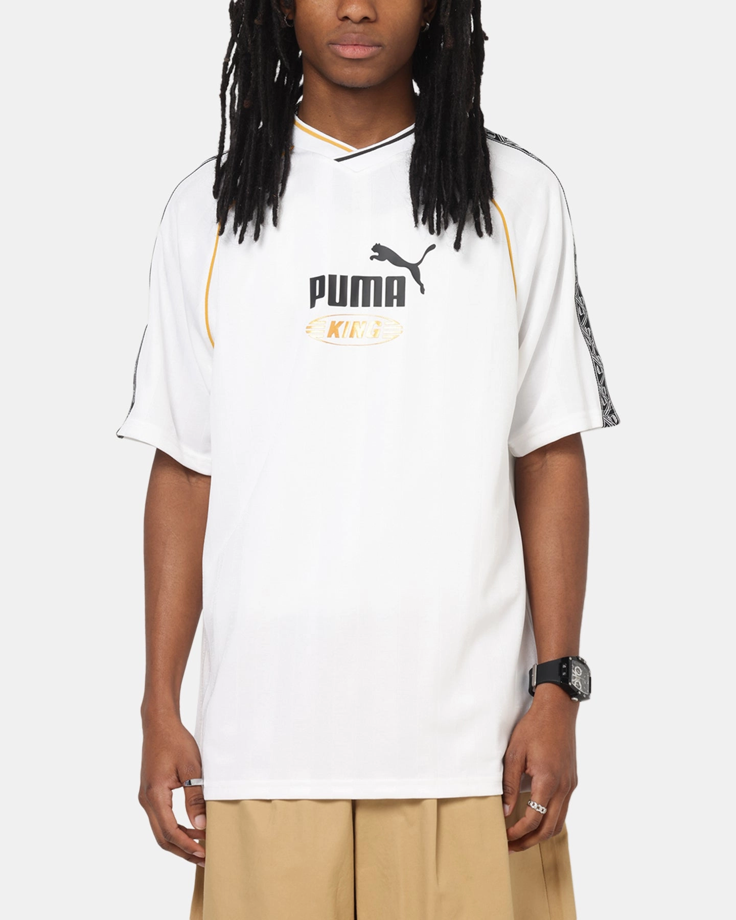 MicroPiqueKnit Multi Purpose Wear Puma King Relaxed Football Jersey White