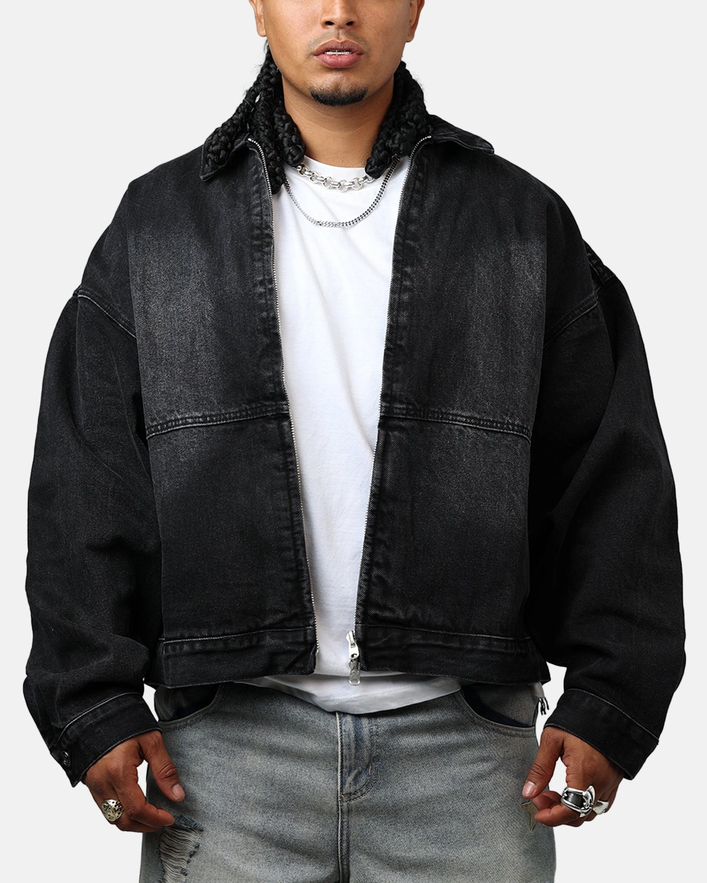MNML Denim Choir Coat Washed Black Warm Outer Layer