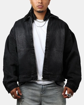 MNML Denim Choir Coat Washed Black Warm Outer Layer
