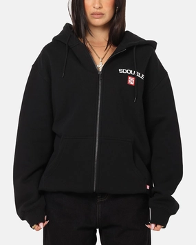 Fashionable S Double Cities Zip Through Hoodie Black