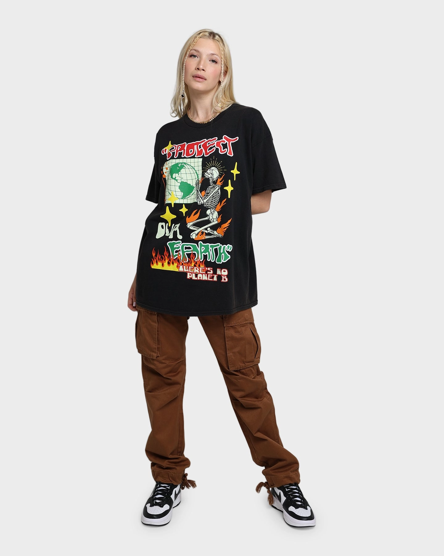 Fashion Top Goat Crew Protect Our Earth Vintage T-Shirt Black Wash