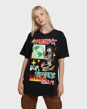 Versatile Style Goat Crew Protect Our Earth Vintage T-Shirt Black Wash