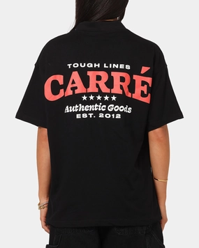 Longline Hemline Holiday Wear Carre Authentic Heavy T-Shirt Black