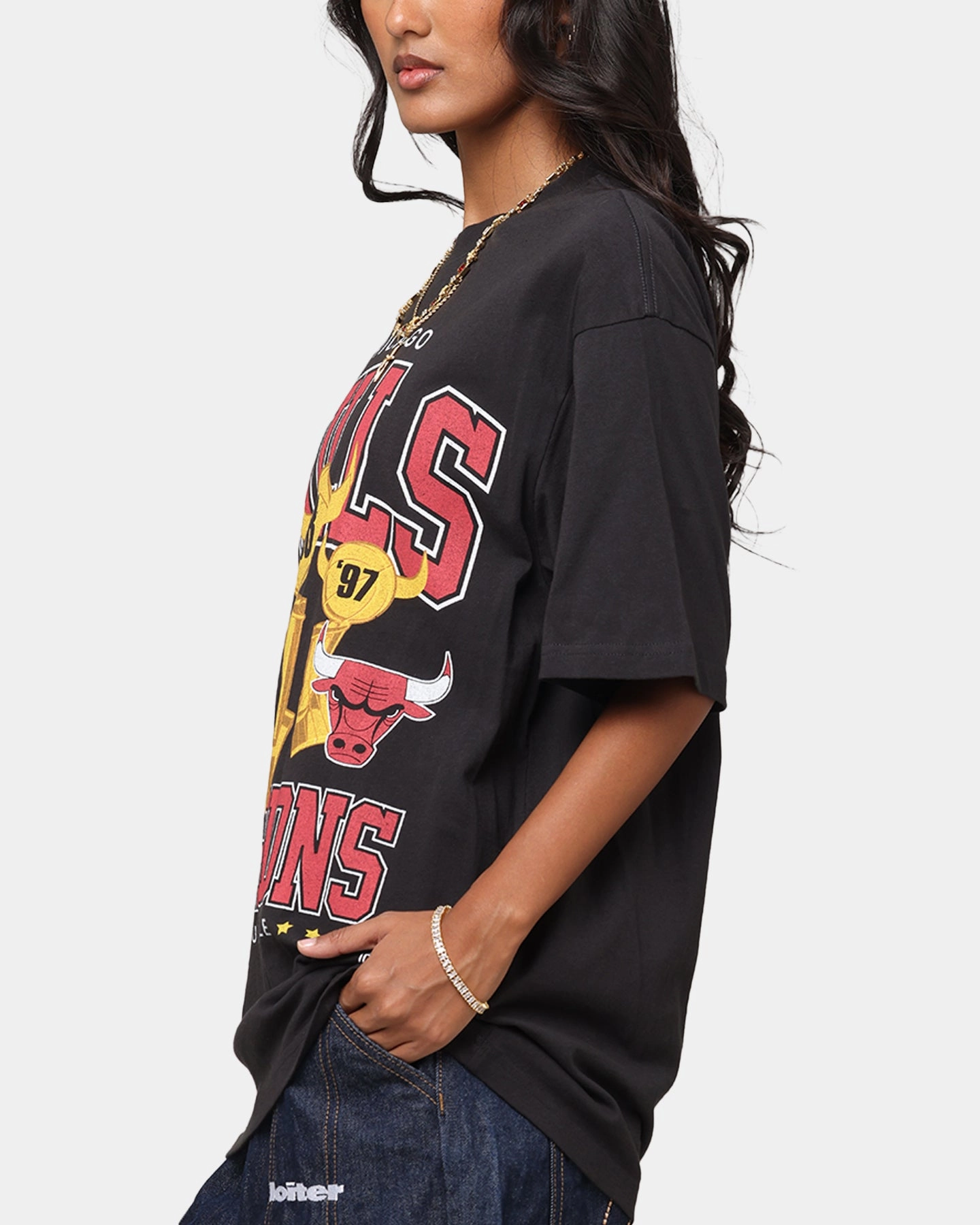 Mitchell & Ness Chicago Bulls Pinnacle T-Shirt Faded Black Stylish Casual