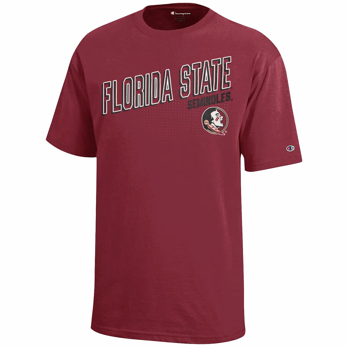 Layered Collar Champion Youth Florida State Seminoles/Seminole Logo Design Short Sleeve T-shirt - Garnet