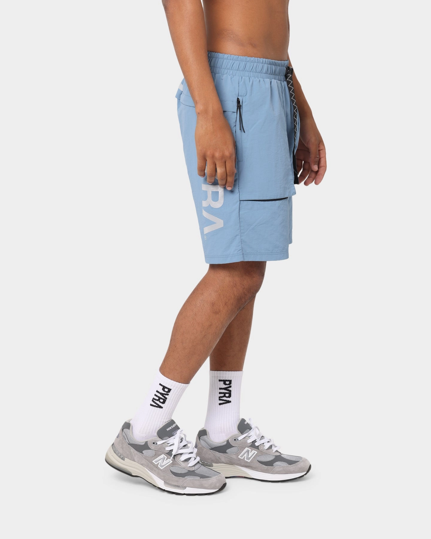 PYRA Future Nylon Shorts Blue No Ride Up Design