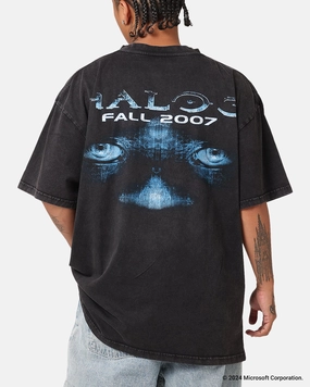 Goat Crew X Halo Halo 3 Vintage T-Shirt Black Acidwash Sublimation Resistant Fabric