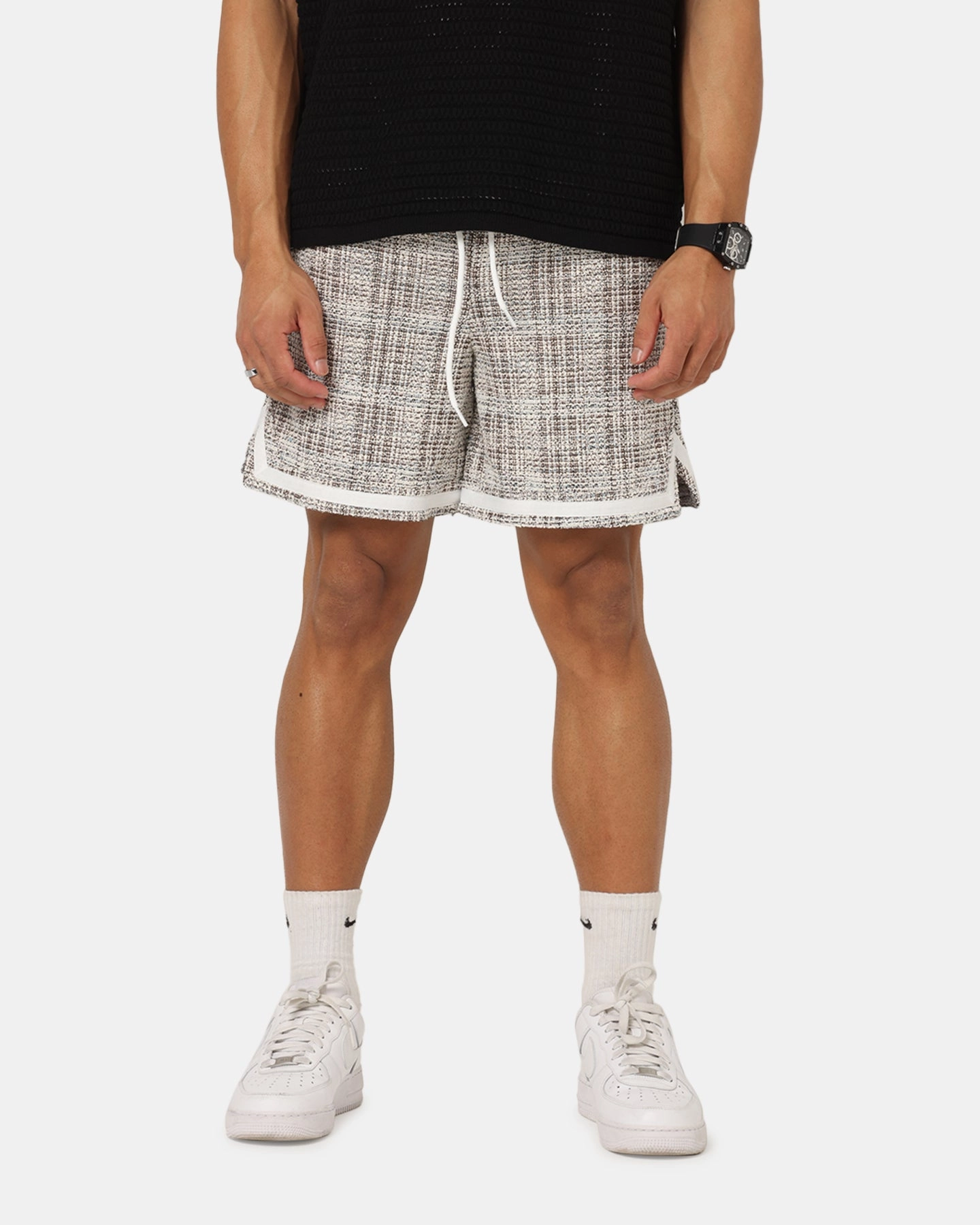 XXIII Textured Ball Shorts Brown/Cream AbrasionResistant Eco Friendly Material