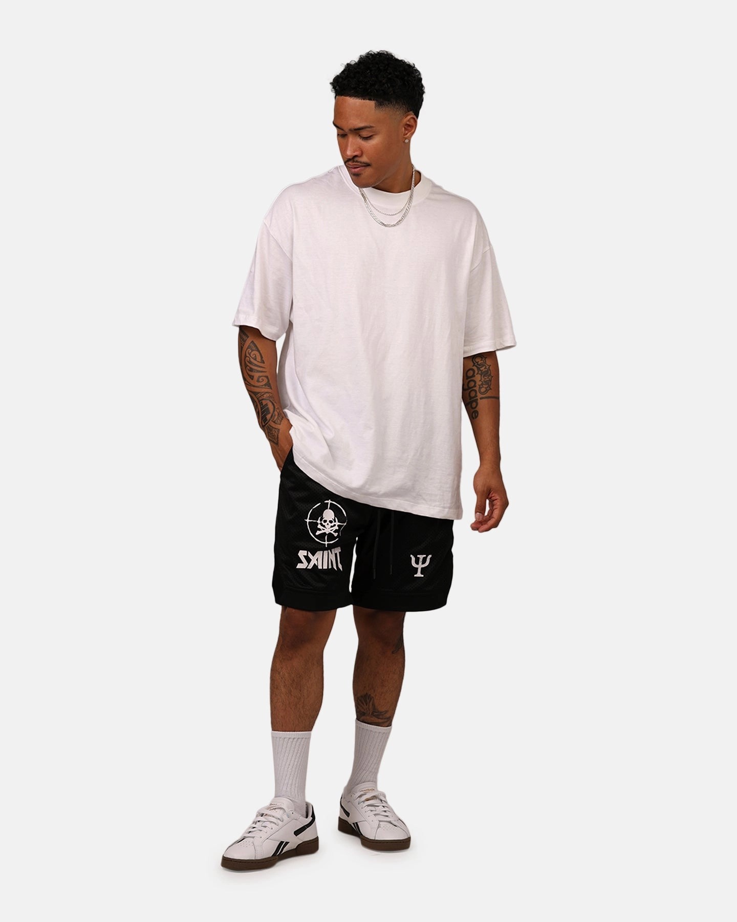 Saint Morta Post Humanous Basketball Short Black/White Flexible Gusset Design