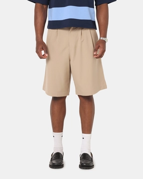 XXIII Baggy Pleated Shorts Tan Anti Static Treatment Back pockets