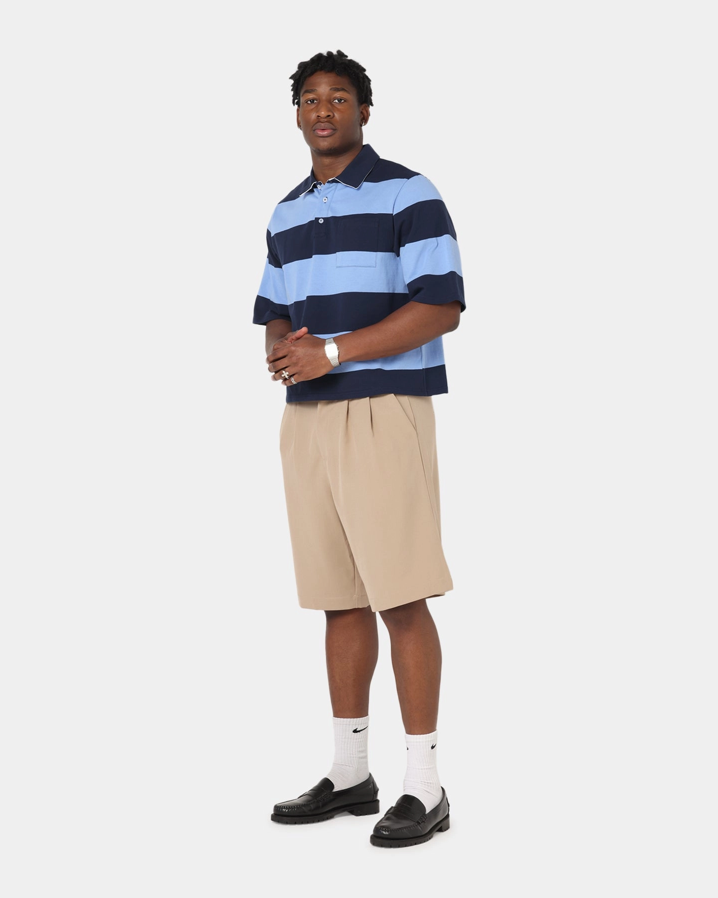 Trendy Fit laid-back style XXIII Baggy Pleated Shorts Tan