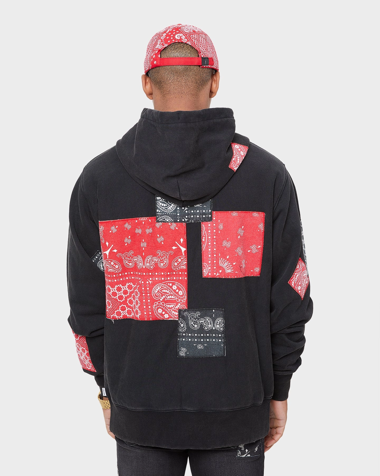Carre Bandana Ultra Patchwork Hoodie Washed Black Fast Fit