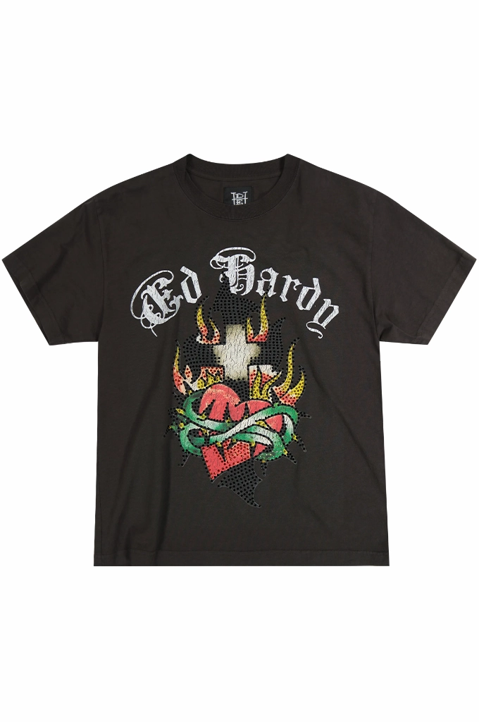 Ed Hardy Cross Heart Men's Short Sleeve Tee Layering Comfort Wear Outdoor Leisure
