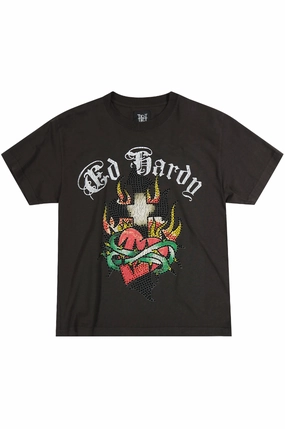 Ed Hardy Cross Heart Men's Short Sleeve Tee Active Essentials Modern Style