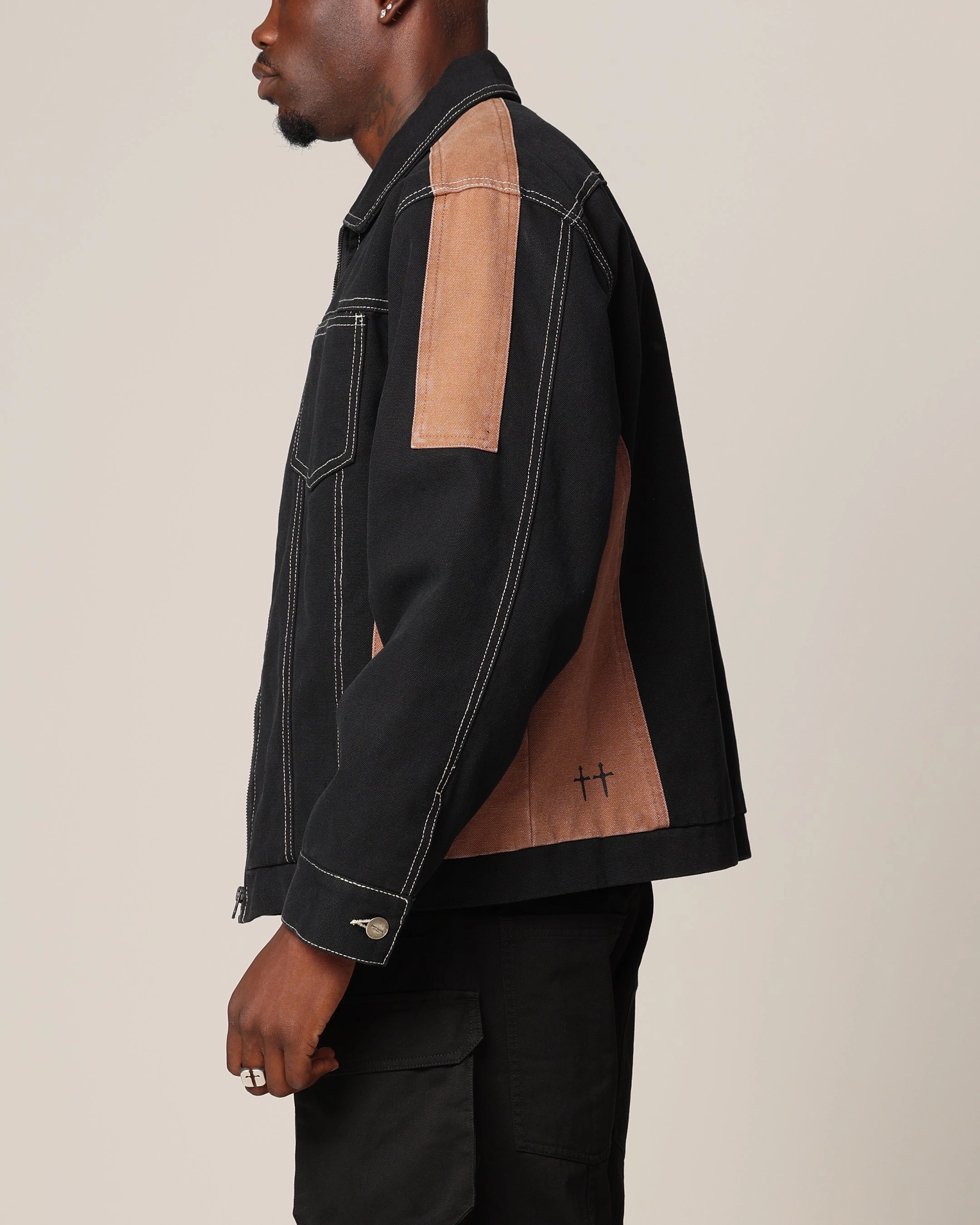 Saint Morta Outlaw Rodeo Jacket Black/Brown Appointment Flexible Layer