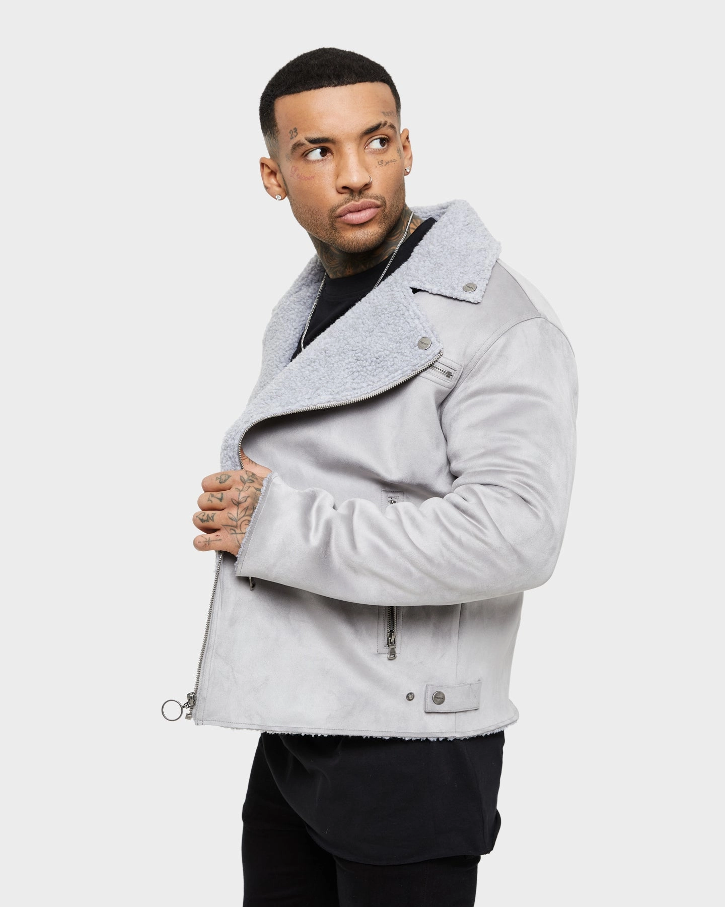 sunny - day look Saint Morta Deathproof Imperial Sherpa Biker Jackett Light Grey