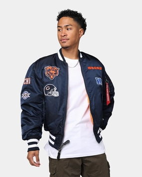 New Era X Alpha Series X NFL Chicago Bears MA-1 Bomber Jacket Navy/Orange Tear Resistant