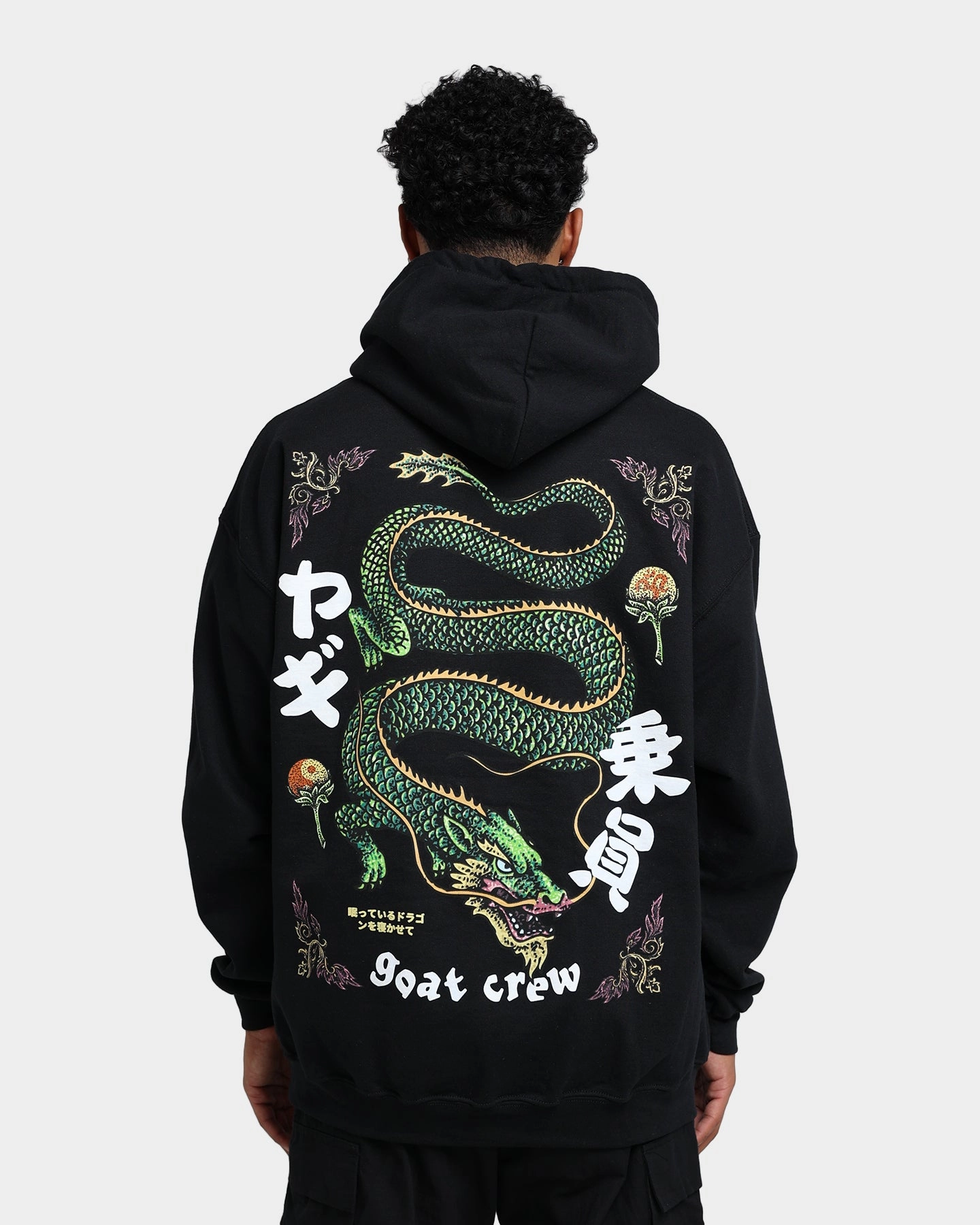 Goat Crew Sleeping Dragons Hoodie Black Warm and Practical Clock