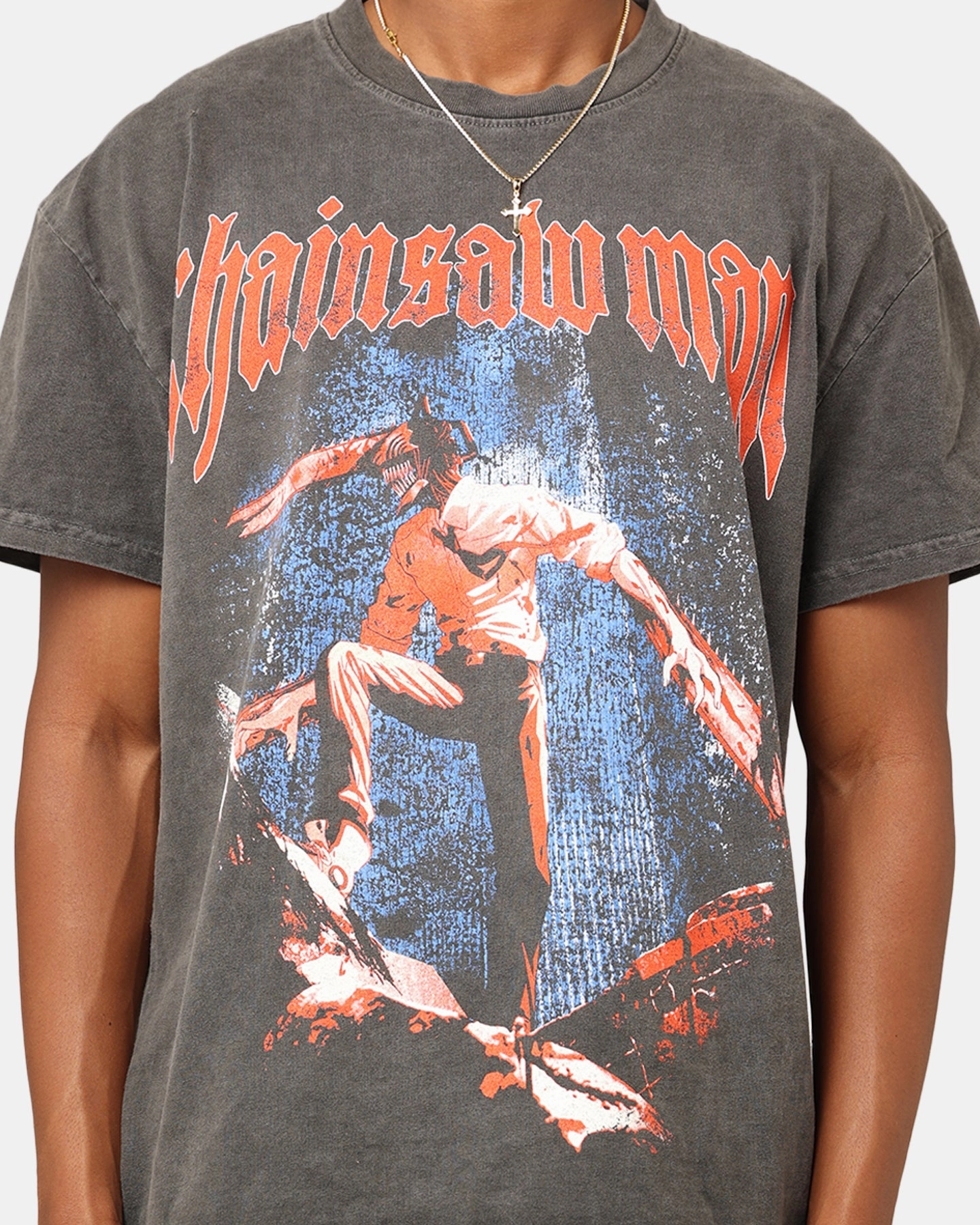 Goat Crew X Chainsaw Man Heavyweight T-Shirt Black Wash Abstract mystery