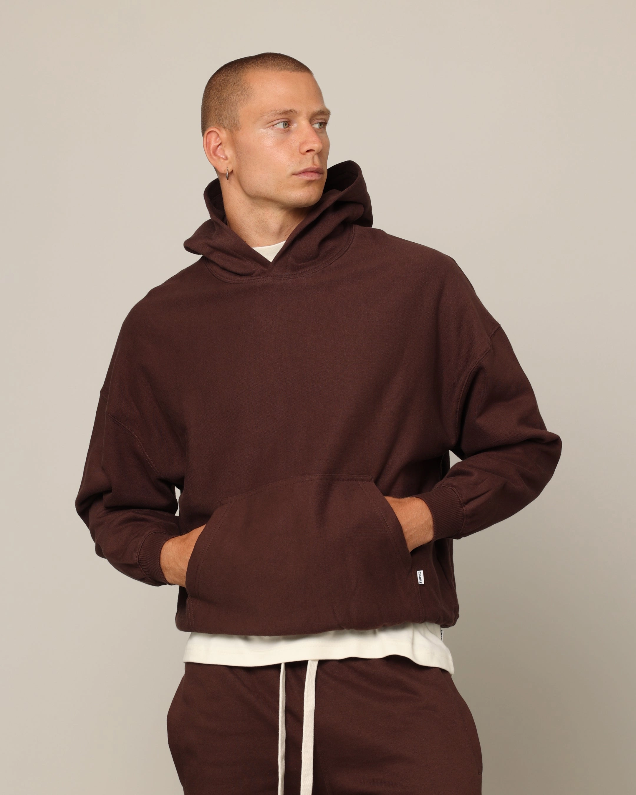 Gloves Tradition Carr?? Blanc Oversized Hoodie Brown