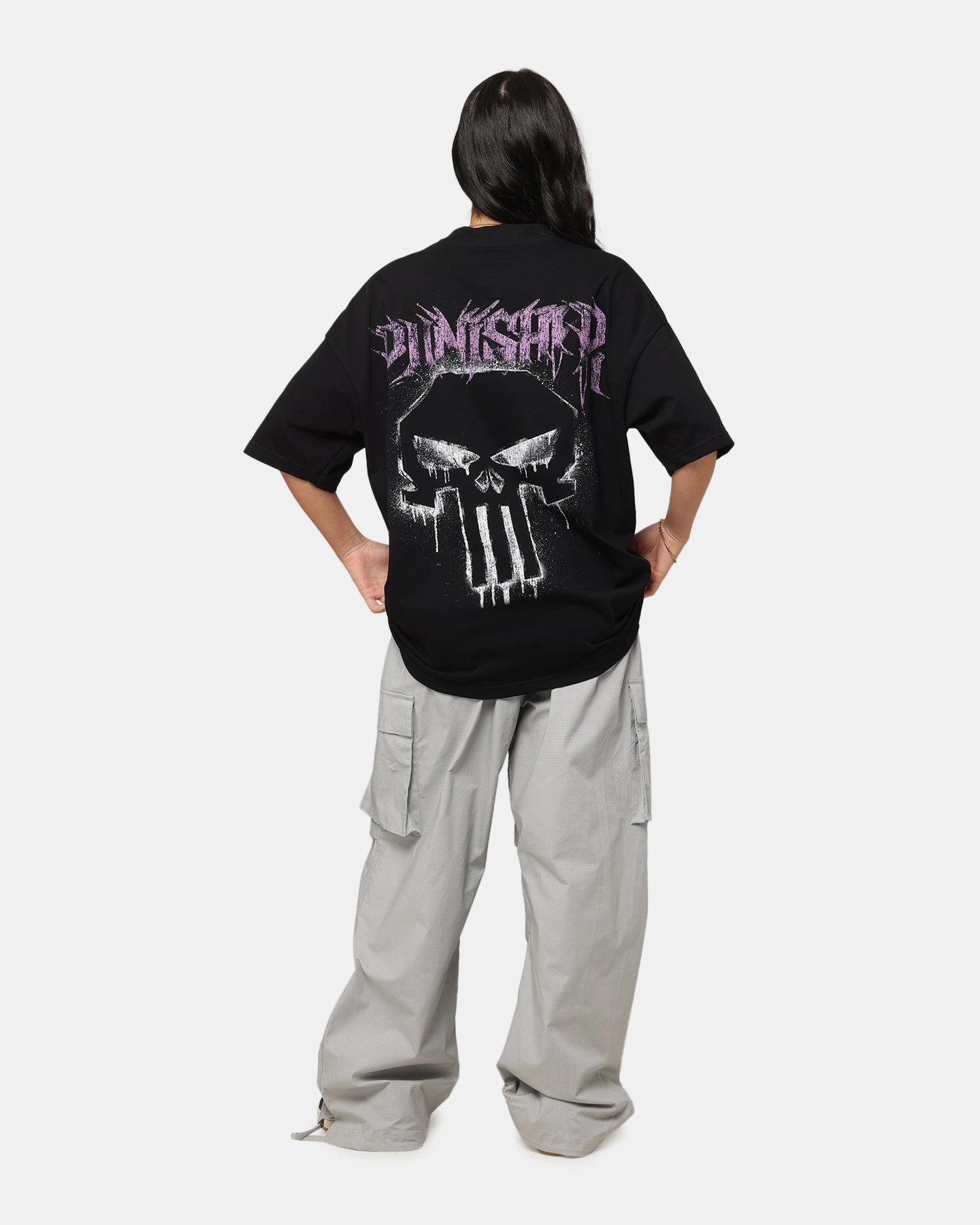 Loiter Marvel The Punisher Mock Neck T-Shirt Black Layered Neckline