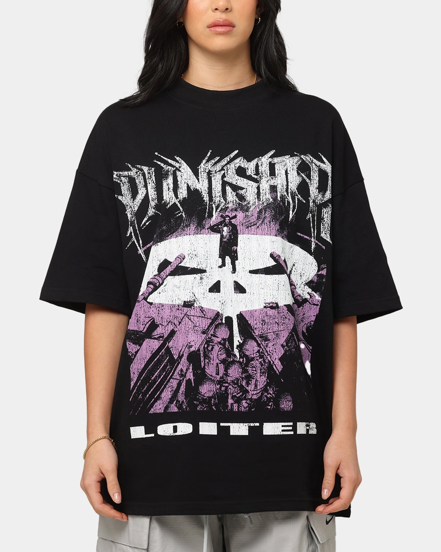 Loiter Marvel The Punisher Mock Neck T-Shirt Black Modern Trend Look