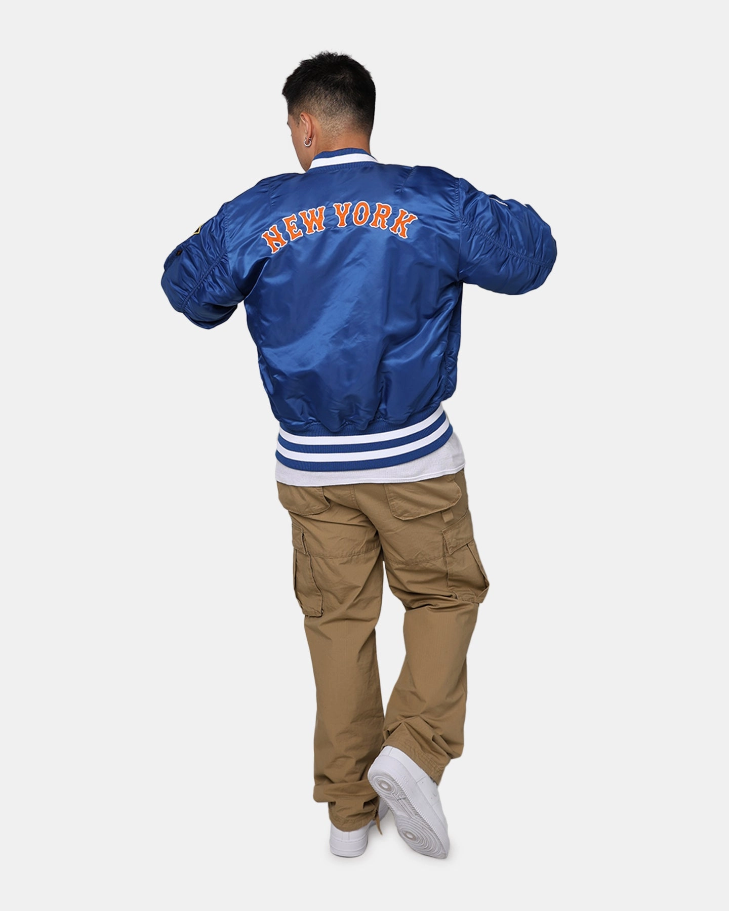 LaserCut Ventilation Zones New Era X Alpha Series X MLB New York Mets MA-1 Bomber Jacket Royal