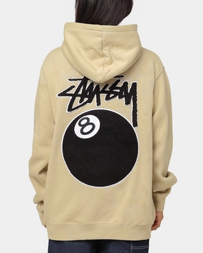 Non Restrictive Fit Sporty Look St??ssy 8 Ball Chenille Hoodie Khaki