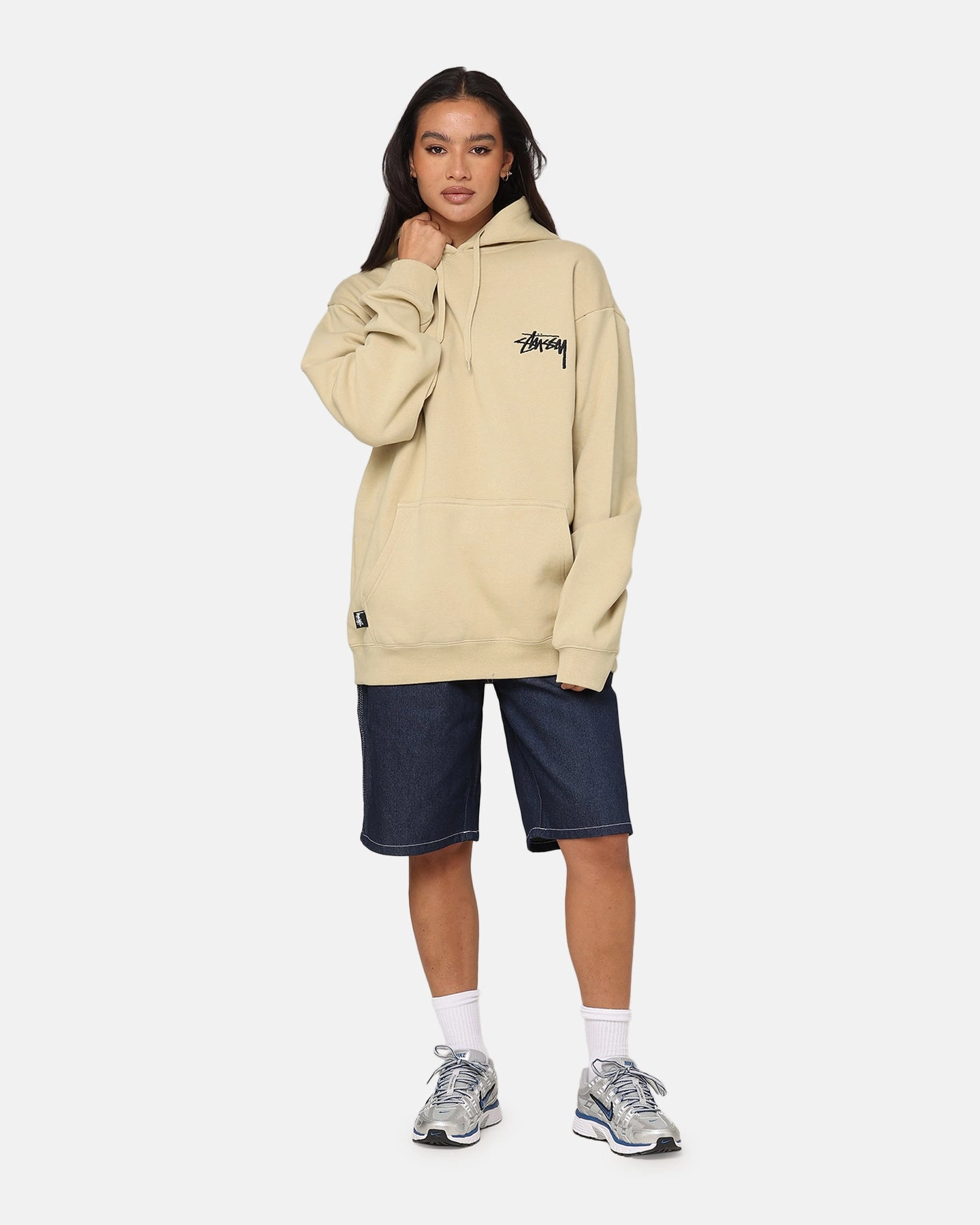 Four Way Stretch Non Restrictive Collar St??ssy 8 Ball Chenille Hoodie Khaki