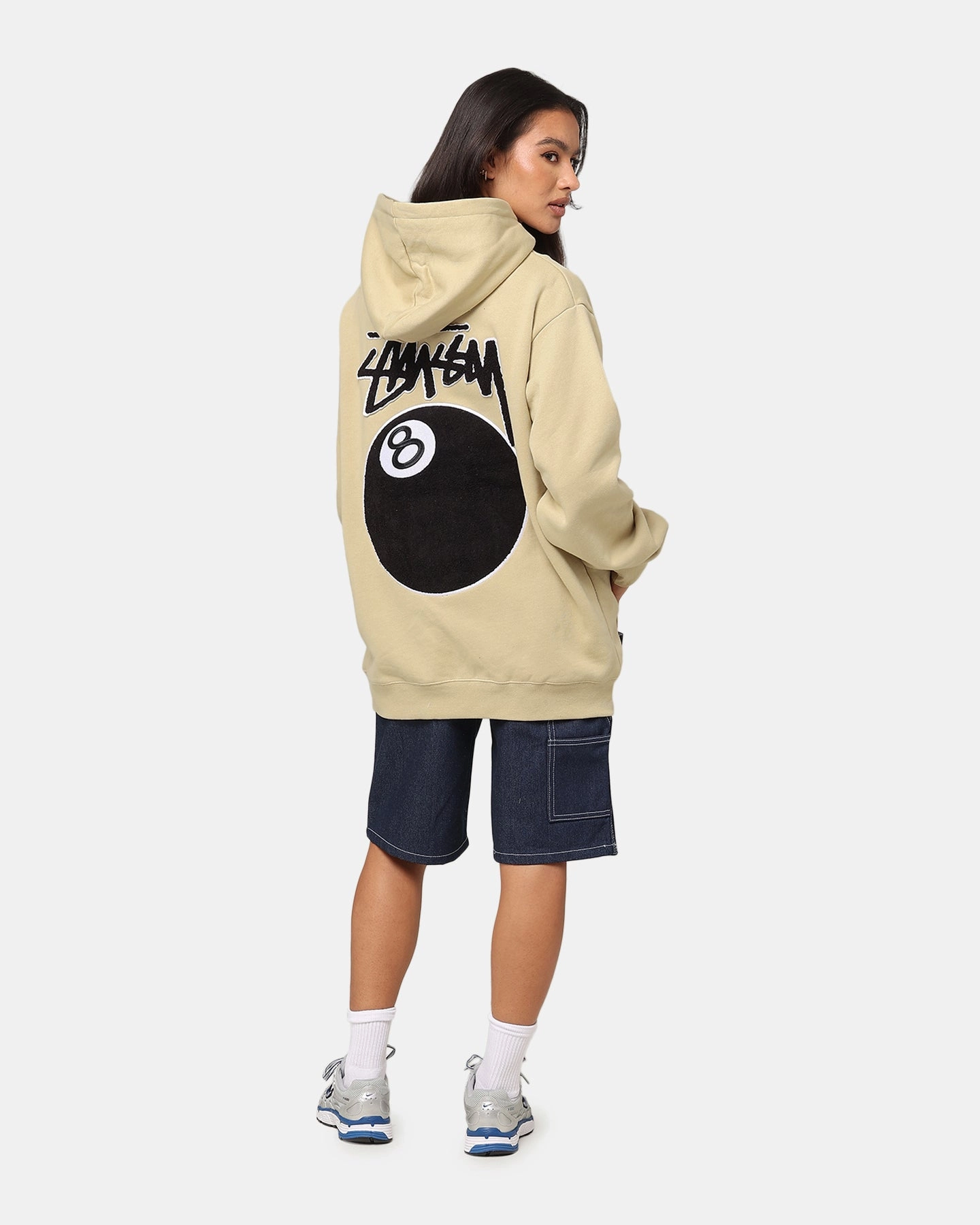 St??ssy 8 Ball Chenille Hoodie Khaki Insulated Layer All Day Use
