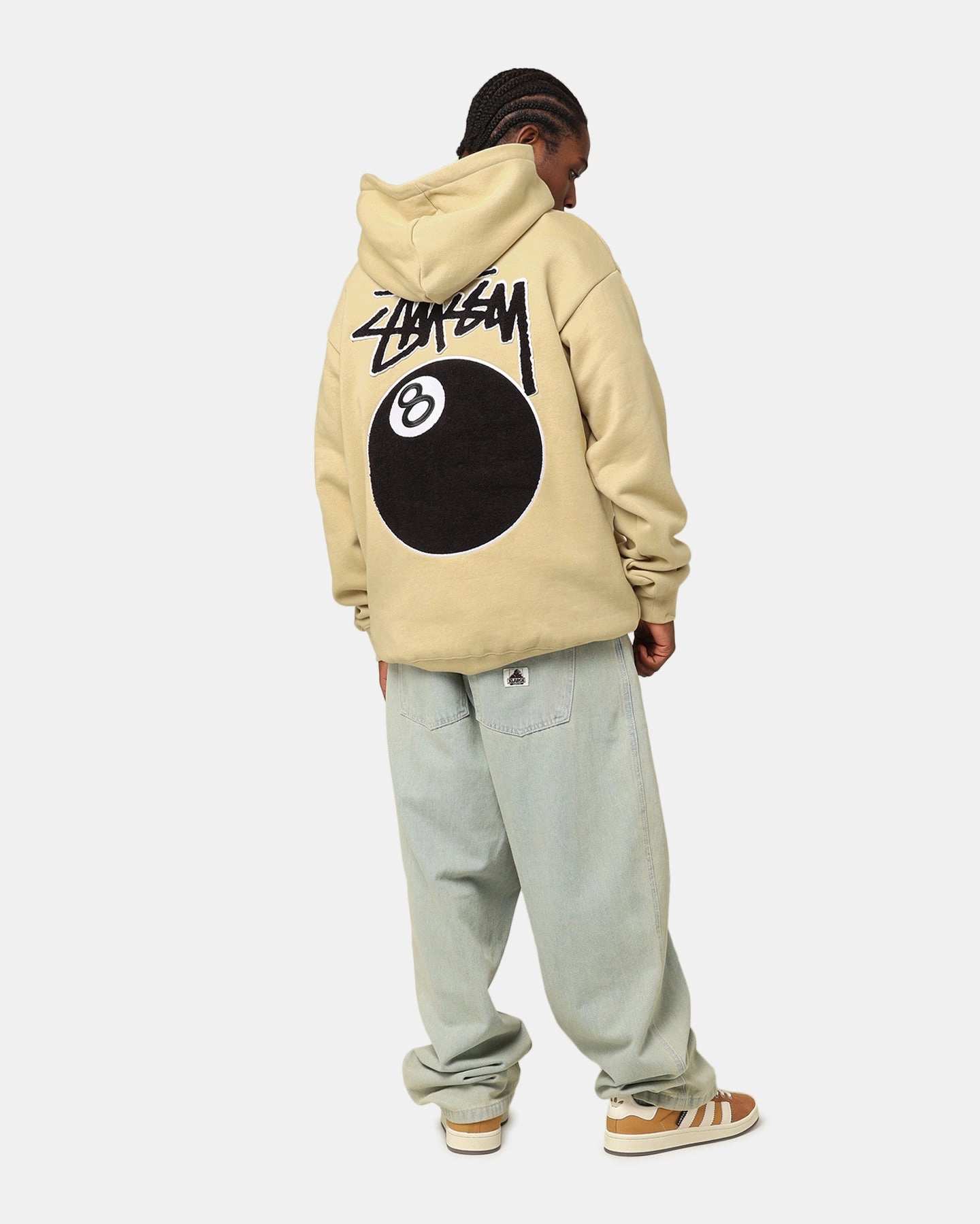 St??ssy 8 Ball Chenille Hoodie Khaki platform Smart Casual