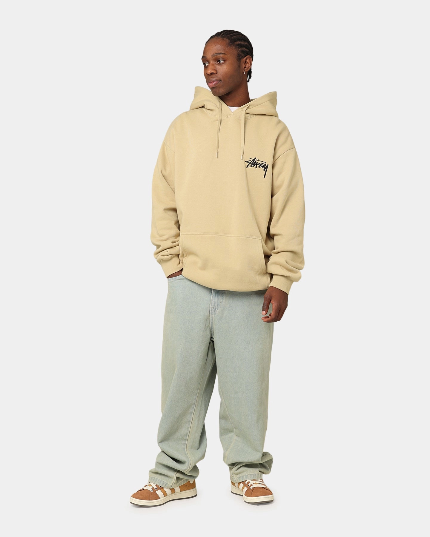 St??ssy 8 Ball Chenille Hoodie Khaki Music Smooth Zipper Action