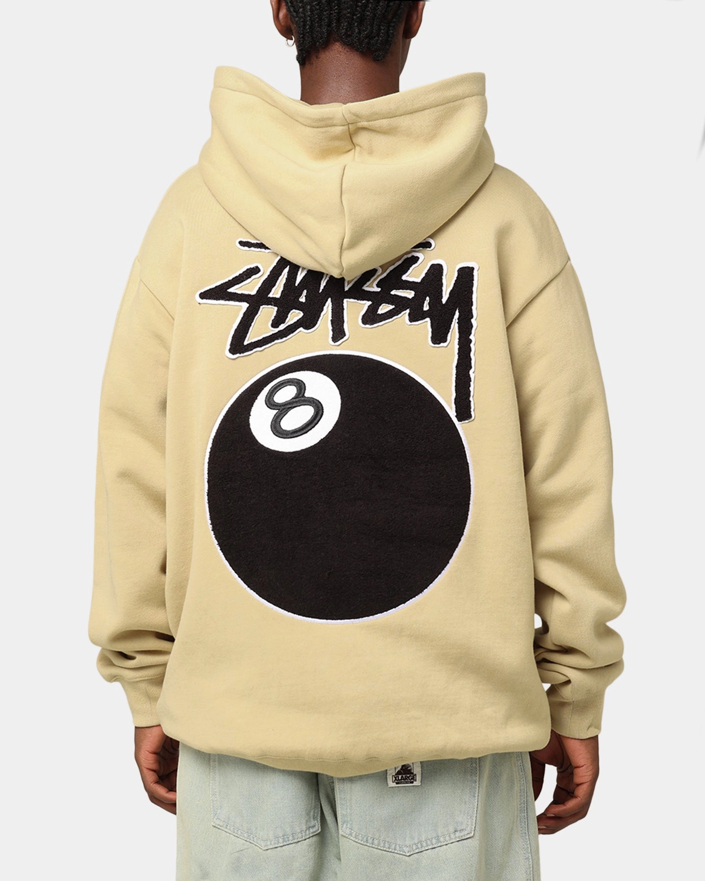 Handmade St??ssy 8 Ball Chenille Hoodie Khaki