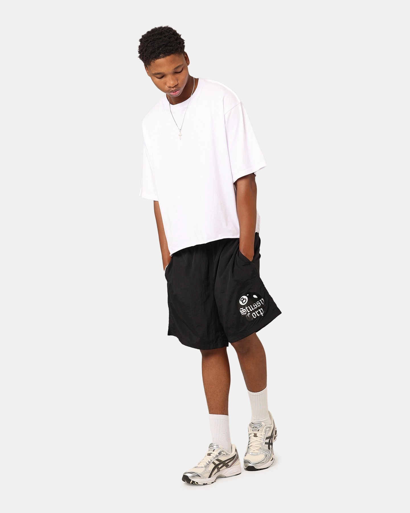 St??ssy 8 Ball Corp Nylon Shorts Black nylon blend