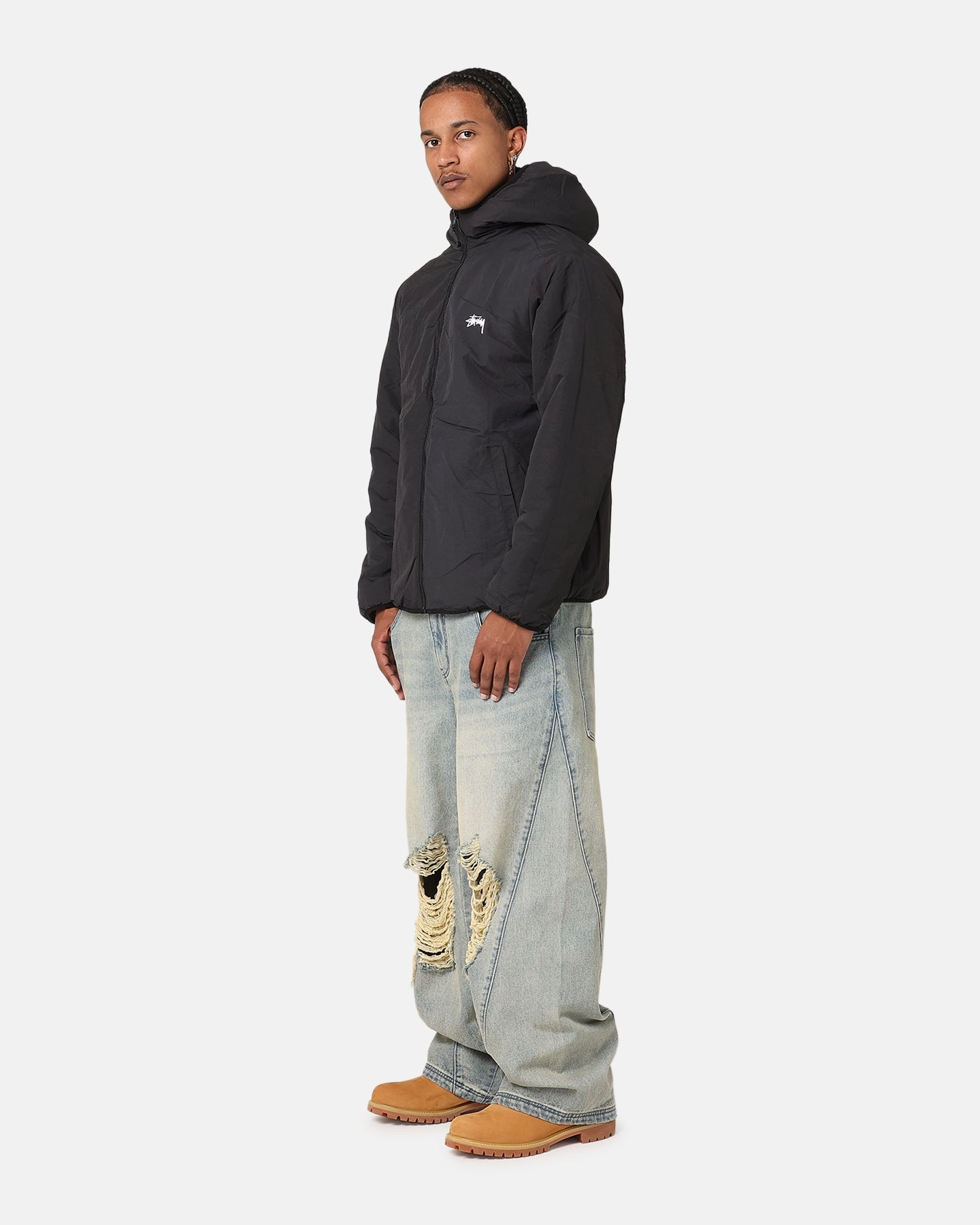 St??ssy 8 Ball Sherpa Reversible Hoodie Tan Flight Chic Style