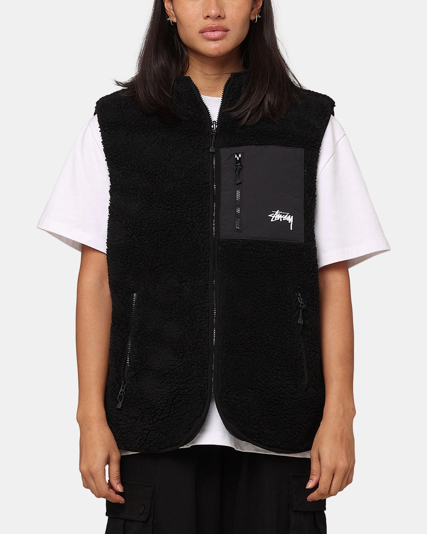 Collaborate snag resistant St??ssy 8 Ball Sherpa Reversible Vest Black