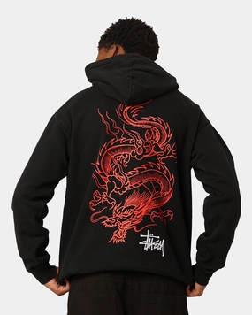 St??ssy Dragon Hoodie Pigment Black Unstructured Shoulder Cut Halloween costume