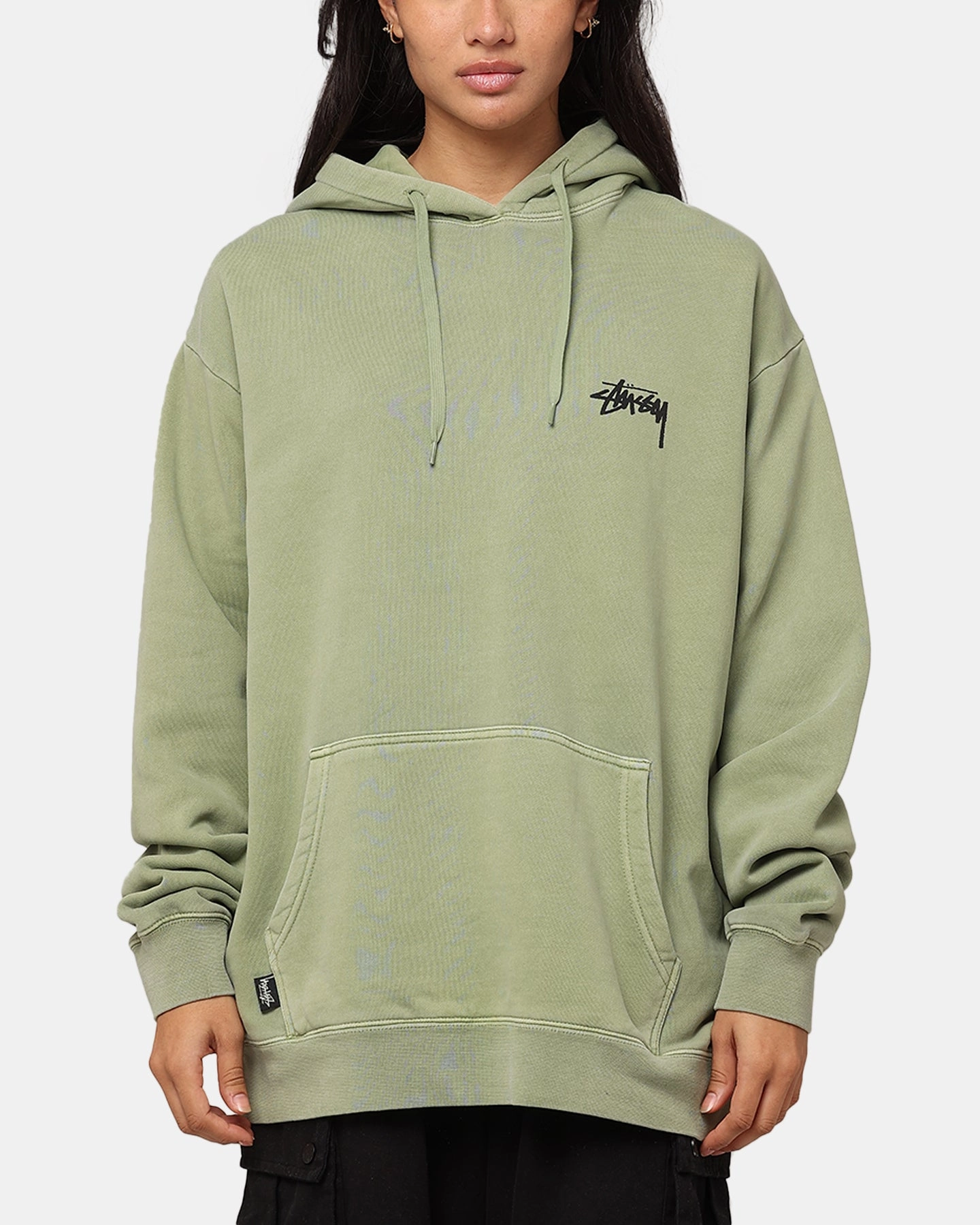 St??ssy Fuzzy Dice Fleece Hoodie Pigment Artichoke snap-up Pink